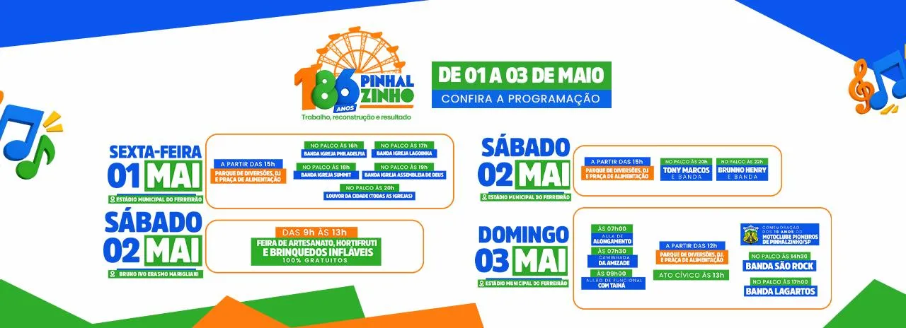 Pinhalzinho celebra 186 anos com grande programação especial!