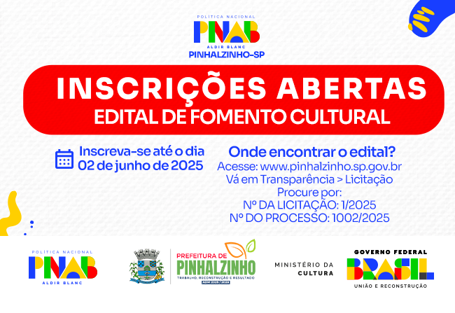 EDITAL DE FOMENTO CULTURAL – INSCRIÇÕES ABERTAS!